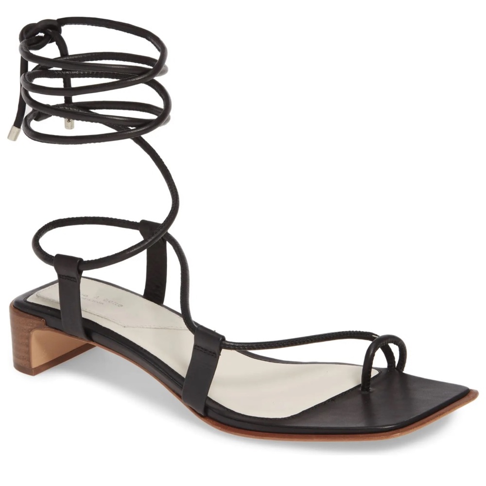 Rag & Bone Cindy Tie Lace Up Leather Sandals NIB size 8.5/38.5 Black